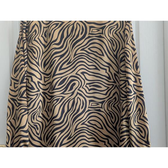 Joan Leslie Women's Blouse 10 Zebra Print Satin Button Up Workwear Vintage Style - Picture 7 of 15